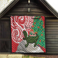 Personalised New Zealand Tuatara Christmas Quilt Meri Kirihimete Aotearoa Maori Mix Pohutukawa LT14 - Polynesian Pride
