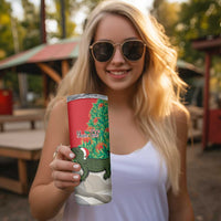 Personalised New Zealand Tuatara Christmas Skinny Tumbler Meri Kirihimete Aotearoa Maori Mix Pohutukawa LT14 - Polynesian Pride
