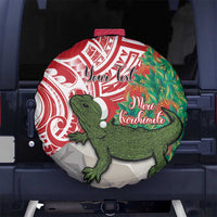 Personalised New Zealand Tuatara Christmas Spare Tire Cover Meri Kirihimete Aotearoa Maori Mix Pohutukawa LT14 - Polynesian Pride