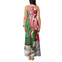 Personalised New Zealand Tuatara Christmas Tank Maxi Dress Meri Kirihimete Aotearoa Maori Mix Pohutukawa LT14 - Polynesian Pride