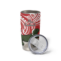 Personalised New Zealand Tuatara Christmas Tumbler Cup Meri Kirihimete Aotearoa Maori Mix Pohutukawa LT14 - Polynesian Pride