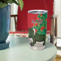 Personalised New Zealand Tuatara Christmas Tumbler Cup Meri Kirihimete Aotearoa Maori Mix Pohutukawa LT14 - Polynesian Pride