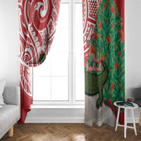 Personalised New Zealand Tuatara Christmas Window Curtain Meri Kirihimete Aotearoa Maori Mix Pohutukawa LT14 - Polynesian Pride