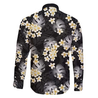 Black Tropical Hawaii Family Matching Long Sleeve Bodycon Dress and Hawaiian Shirt Seamless Monstera Plumeria Hawaiian Pattern LT14 - Polynesian Pride