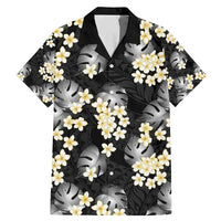 Black Tropical Hawaii Family Matching Mermaid Dress and Hawaiian Shirt Seamless Monstera Plumeria Hawaiian Pattern LT14 Dad's Shirt - Short Sleeve Black - Polynesian Pride