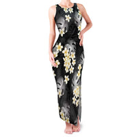 Black Tropical Hawaii Family Matching Tank Maxi Dress and Hawaiian Shirt Seamless Monstera Plumeria Hawaiian Pattern LT14 Mom's Dress Black - Polynesian Pride