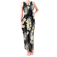 Black Tropical Hawaii Tank Maxi Dress Seamless Monstera Plumeria Hawaiian Pattern LT14 Women Black - Polynesian Pride