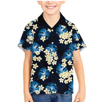 Blue Tropical Hawaii Family Matching Mermaid Dress and Hawaiian Shirt Seamless Monstera Plumeria Hawaiian Pattern LT14 Son's Shirt Blue - Polynesian Pride
