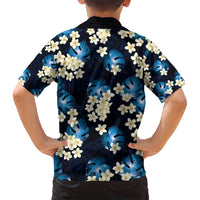Blue Tropical Hawaii Family Matching Off Shoulder Maxi Dress and Hawaiian Shirt Seamless Monstera Plumeria Hawaiian Pattern - Polynesian Pride