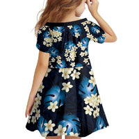 Blue Tropical Hawaii Family Matching Short Sleeve Bodycon Dress and Hawaiian Shirt Seamless Monstera Plumeria Hawaiian Pattern LT14 - Polynesian Pride