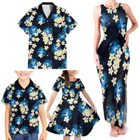 Blue Tropical Hawaii Family Matching Tank Maxi Dress and Hawaiian Shirt Seamless Monstera Plumeria Hawaiian Pattern LT14 - Polynesian Pride