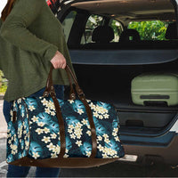 Dark Cyan Tropical Hawaii Travel Bag Seamless Monstera Plumeria Hawaiian Pattern - Polynesian Pride
