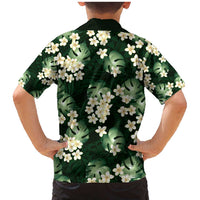 Green Tropical Hawaii Family Matching Mermaid Dress and Hawaiian Shirt - Seamless Monstera Plumeria Hawaiian Pattern LT14 - Polynesian Pride