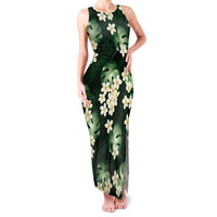 Green Tropical Hawaii Family Matching Tank Maxi Dress and Hawaiian Shirt Seamless Monstera Plumeria Hawaiian Pattern LT14 Mom's Dress Green - Polynesian Pride