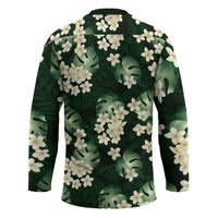 Green Tropical Hawaii Hockey Jersey Seamless Monstera Plumeria Hawaiian Pattern LT14 - Polynesian Pride