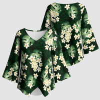 Green Tropical Hawaii Kimono Sleeve Blouse Seamless Monstera Plumeria Hawaiian Pattern LT14 - Polynesian Pride