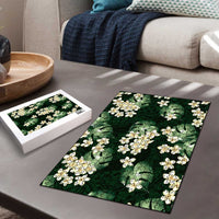 Green Tropical Hawaii Puzzle Seamless Monstera Plumeria Hawaiian Pattern - Polynesian Pride