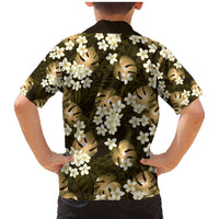Gold Tropical Hawaii Family Matching Mermaid Dress and Hawaiian Shirt Seamless Monstera Plumeria Hawaiian Pattern LT14 - Polynesian Pride
