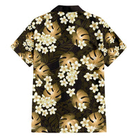 Gold Tropical Hawaii Family Matching Off Shoulder Maxi Dress and Hawaiian Shirt Seamless Monstera Plumeria Hawaiian Pattern LT14 - Polynesian Pride