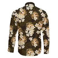 Gold Tropical Hawaii Family Matching Off Shoulder Short Dress and Hawaiian Shirt Seamless Monstera Plumeria Hawaiian Pattern LT14 - Polynesian Pride