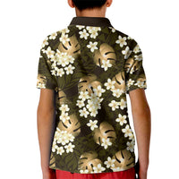 Gold Tropical Hawaii Kid Polo Shirt Seamless Monstera Plumeria Hawaiian Pattern LT14 - Polynesian Pride