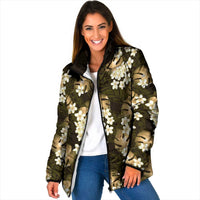 Gold Tropical Hawaii Padded Jacket Seamless Monstera Plumeria Hawaiian Pattern - Polynesian Pride