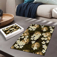 Gold Tropical Hawaii Puzzle Seamless Monstera Plumeria Hawaiian Pattern - Polynesian Pride