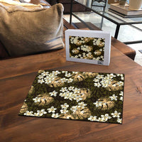 Gold Tropical Hawaii Puzzle Seamless Monstera Plumeria Hawaiian Pattern - Polynesian Pride