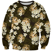 Gold Tropical Hawaii Sweatshirt Seamless Monstera Plumeria Hawaiian Pattern - Polynesian Pride