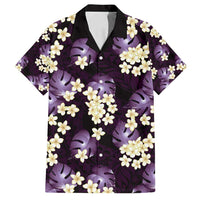 Purple Tropical Hawaii Family Matching Puletasi and Hawaiian Shirt Seamless Monstera Plumeria Hawaiian Pattern LT14 Dad's Shirt - Short Sleeve Purple - Polynesian Pride