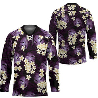 Purple Tropical Hawaii Hockey Jersey Seamless Monstera Plumeria Hawaiian Pattern - Polynesian Pride