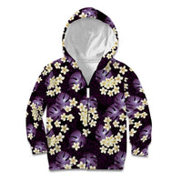 Purple Tropical Hawaii Kid Hoodie Seamless Monstera Plumeria Hawaiian Pattern LT14 Zip Hoodie Purple - Polynesian Pride