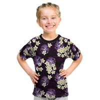 Purple Tropical Hawaii Kid T Shirt Seamless Monstera Plumeria Hawaiian Pattern LT14 Purple - Polynesian Pride