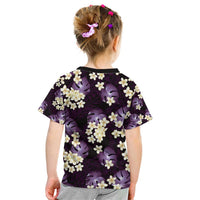 Purple Tropical Hawaii Kid T Shirt Seamless Monstera Plumeria Hawaiian Pattern LT14 - Polynesian Pride