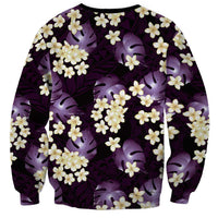 Purple Tropical Hawaii Sweatshirt Seamless Monstera Plumeria Hawaiian Pattern - Polynesian Pride