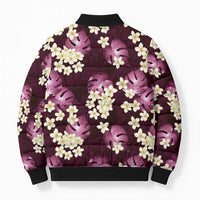 Pink Tropical Hawaii Bomber Puffer Jacket Seamless Monstera Plumeria Hawaiian Pattern - Polynesian Pride