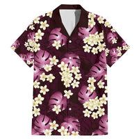Pink Tropical Hawaii Family Matching Mermaid Dress and Hawaiian Shirt Seamless Monstera Plumeria Hawaiian Pattern LT14 Dad's Shirt - Short Sleeve Pink - Polynesian Pride