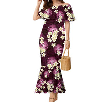 Pink Tropical Hawaii Family Matching Mermaid Dress and Hawaiian Shirt Seamless Monstera Plumeria Hawaiian Pattern LT14 Mom's Dress Pink - Polynesian Pride