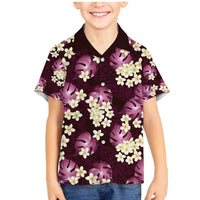 Pink Tropical Hawaii Family Matching Mermaid Dress and Hawaiian Shirt Seamless Monstera Plumeria Hawaiian Pattern LT14 Son's Shirt Pink - Polynesian Pride