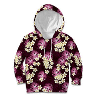 Pink Tropical Hawaii Kid Hoodie Seamless Monstera Plumeria Hawaiian Pattern LT14 Hoodie Pink - Polynesian Pride