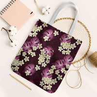 Pink Tropical Hawaii Tote Bag Seamless Monstera Plumeria Hawaiian Pattern - Polynesian Pride