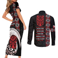 Aotearoa Toitu Te Tiriti Couples Matching Short Sleeve Bodycon Dress and Long Sleeve Button Shirt Honour The Treaty Maori Haka