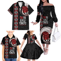 Aotearoa Toitu Te Tiriti Family Matching Off The Shoulder Long Sleeve Dress and Hawaiian Shirt Honour The Treaty Maori Haka LT14 - Polynesian Pride