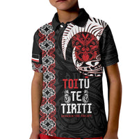 Aotearoa Toitu Te Tiriti Kid Polo Shirt Honour The Treaty Maori Haka