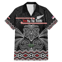 Aotearoa Toitu Te Tiriti Family Matching Mermaid Dress and Hawaiian Shirt Stand Together! Stand Stronger! - NZ Tiki LT14 Dad's Shirt - Short Sleeve Black - Polynesian Pride