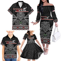Aotearoa Toitu Te Tiriti Family Matching Off The Shoulder Long Sleeve Dress and Hawaiian Shirt Stand Together! Stand Stronger! - NZ Tiki LT14 - Polynesian Pride