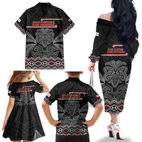 Aotearoa Toitu Te Tiriti Family Matching Off The Shoulder Long Sleeve Dress and Hawaiian Shirt Stand Together! Stand Stronger! - NZ Tiki LT14 - Polynesian Pride