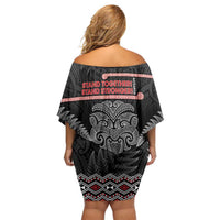 Aotearoa Toitu Te Tiriti Family Matching Off Shoulder Short Dress and Hawaiian Shirt Stand Together! Stand Stronger! - NZ Tiki LT14 - Polynesian Pride