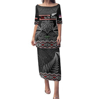 Aotearoa Toitu Te Tiriti Family Matching Puletasi and Hawaiian Shirt Stand Together! Stand Stronger! - NZ Tiki LT14 Mom's Dress Black - Polynesian Pride