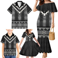 Black Taniko Aotearoa Family Matching Mermaid Dress and Hawaiian Shirt Niho Taniwha Mix Poutama LT14 - Polynesian Pride